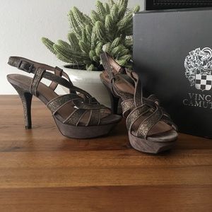 Vince Camuto Suede Glitter Slingback Platform